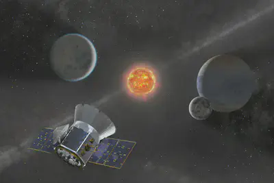 Ilustración del Satélite de Sondeo de Exoplanetas en Tránsito (TESS).
Fuente: https://www.nasa.gov/content/about-tess.