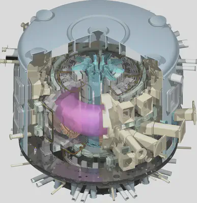 Imagen de una sección del reactor, donde se pretende mostrar la forma de este. Fuente: https://www.iter.org/