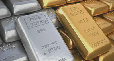 Lingotes de plata y de oro. Fuente: https://oroinformacion.com/el-volumen-de-las-transacciones-en-oro-y-plata-en-el-mercado-de-londres-crecio-en-marzo/.