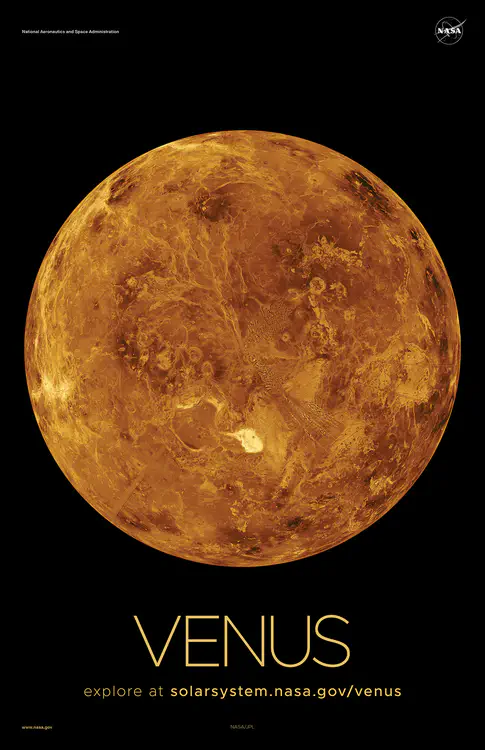 El terreno en el [hemisferio norte de Venus](https://solarsystem.nasa.gov/resources/775/venus-computer-simulated-global-view-of-the-northern-hemisphere/), basado en los datos del radar de la misión Magallanes de la NASA. Crédito: NASA/JPL ⬇️ PDF de alta resolución [aquí](https://solarsystem.nasa.gov/system/downloadable_items/1315_Venus_A_PDF.zip)